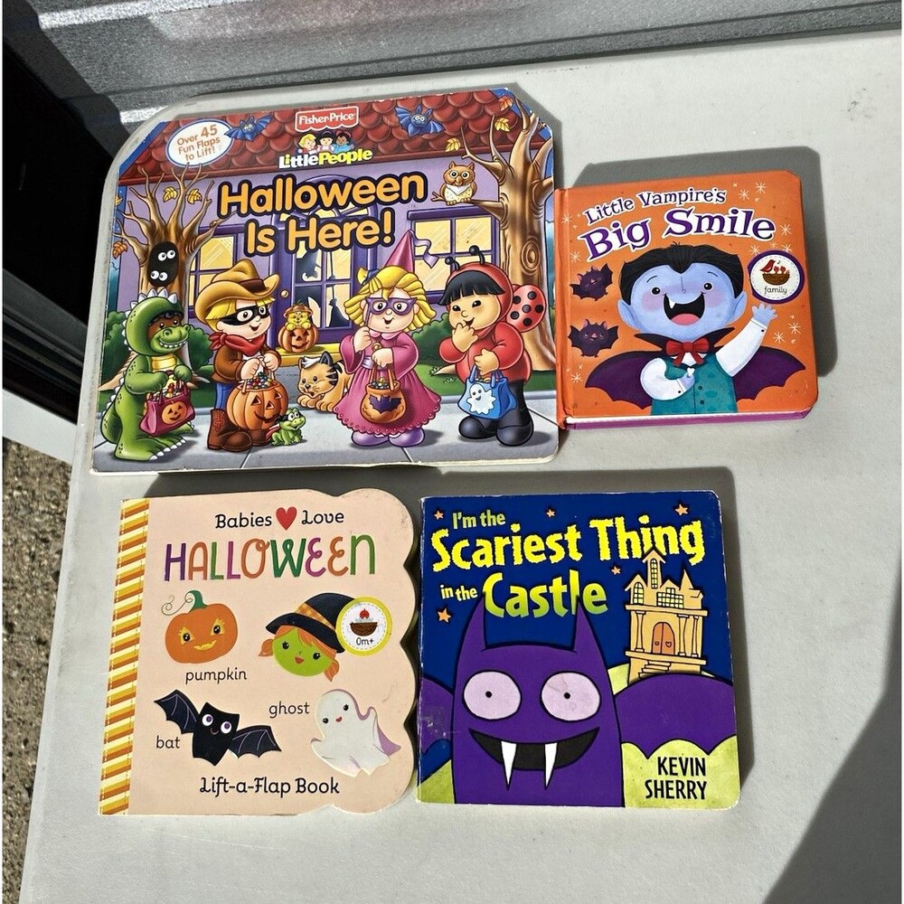 Lot of 4 Childrens Halloween Board Lift-a-Flap Books Little People Vampire